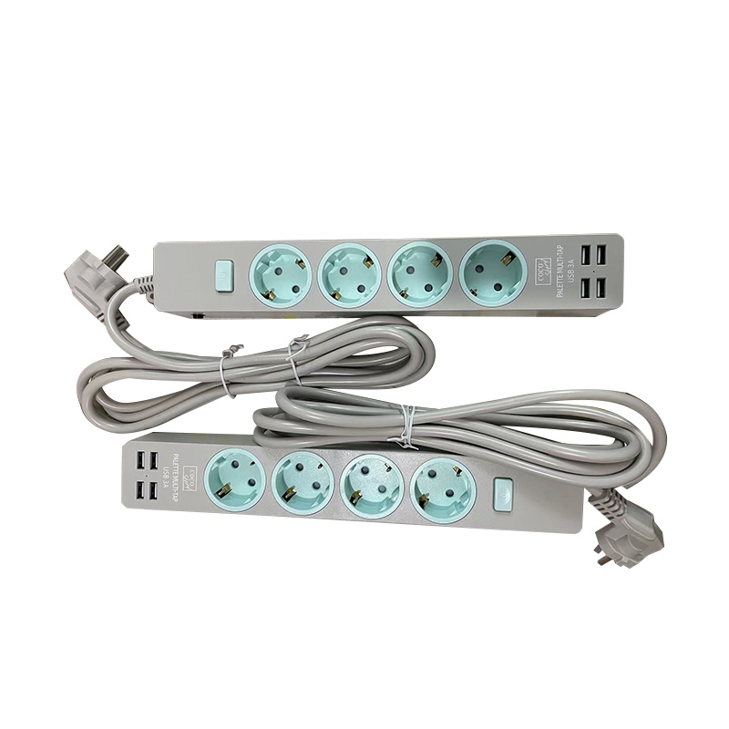 Sábháilte 1 Soicéad Sreang Caighdeánach EU Asraon le 2 chalafort USB